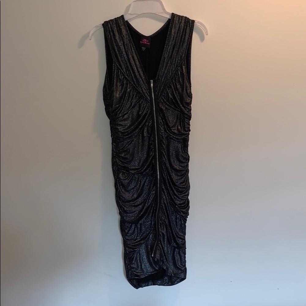 Metallic ruched party dress